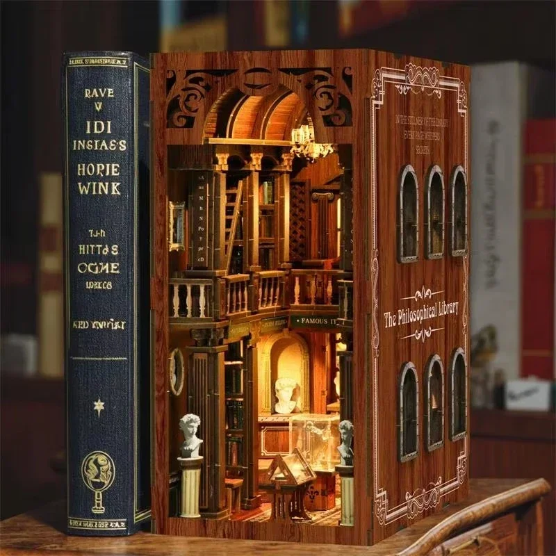 The philosophical Library Book - огляд і ціна Diy Wooden Book Nook Kit Shelf Insert
