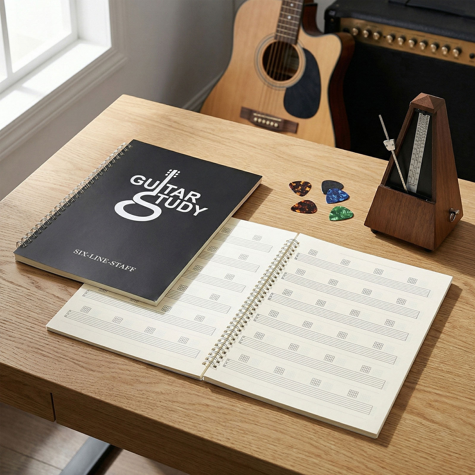 2Pcs Guitar Manuscript Noteboo - огляд і ціна Blank Sheet Music Notebook